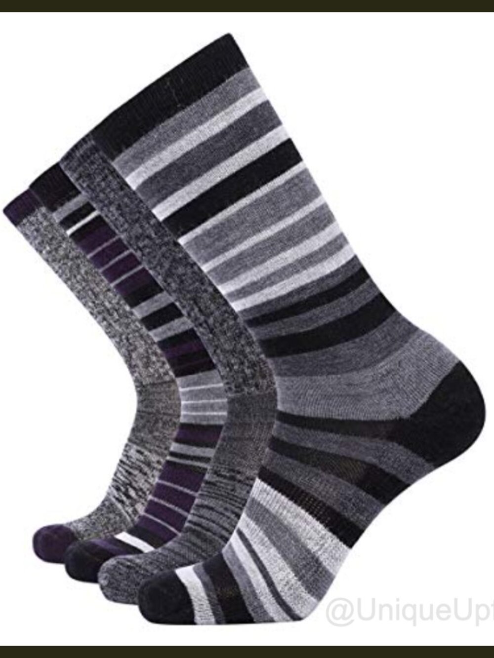 Merino Wool Crew Hiking Socks 4 Pack Terry Loop Cushion Outdoor Trail